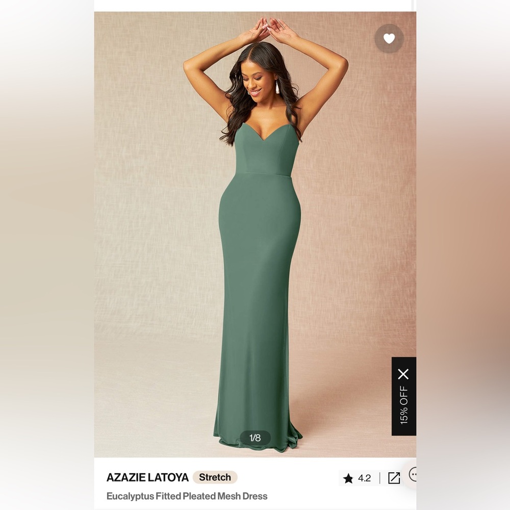 Azazie Lotoya Eucalyptus Dress Size 2